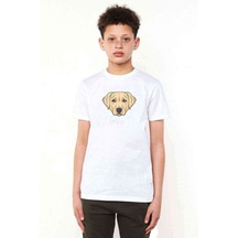 Dog Head Köpek Baskılı Unisex Çocuk Beyaz T-Shirt (534795723)