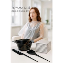 Mey İthalat Saç Boyama Seti 3 Lü Ve Saç Boya Önlüğü Tarak, Seti Fırça, Boya Kabı İle Profesyonel Uy