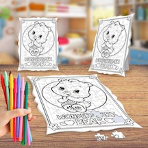 Meraklı Ayıcık Boyama Puzzle Tablo Çocuk Eğitici Yapboz