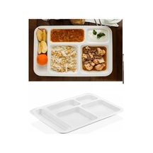 Büro Ev Ofis Mutfağı İçin 40x28cm 5bölme 10adet Tekli Kırılmaz Tabldot Tabak Seti