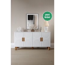 Linea Bohem Konsol 4 Kapaklı Mdf Mebran Kapak 160 Cm Modern Salon Konsolu Beyaz