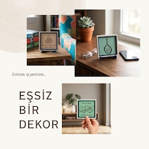 Butik Ay Yıldız Motifli Dekoratif Masaüstü Süsü, Modern Ve Minimalist Ev Hediyesi 10x10 Cm, Turkuaz