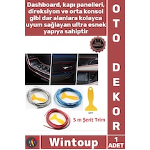 Şerit Oto İç Aksesuar Dashboard Torpido Kapı Kenar Fitil Esnek Pvc Araba Dekorasyon 5 Mt Şerit Trim