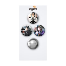 Lngshot Kpop Grubu Louis 3'lü Metal Rozet Seti 58mm İğneli Buton Çanta Yaka Rozeti Çok Renkli