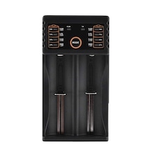 Powermaster - Akıllı 2'li Pil Şarj Cihazı 18650 El Feneri Pili 14500 16340 Li-ion Imr- Usb Pil Şarj Aleti -led Göstergeli Universal Hızlı Şarj Cihazı Aparatı