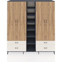Kronos Dolap 12 Raflı 4 Çekmeceli 2 Askılı 220x59x243 Antrasit-çam/aytaşı Atlas Çam/aytası
