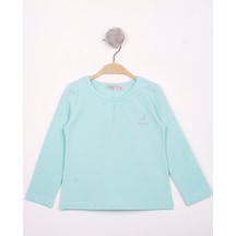 Toontoy Kids Toontoy Kız Çocuk Göğsü Princess Nakışlı T-shirt Mint Yeşili