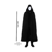 Siyah Kapüşonlu 120 Cm Pelerin Ve Beyaz Boyanabilir Tam Yüz Maske 80348954