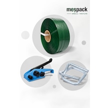 Polyester Set 16'lık Yeşil Çember- 16 Mm Bukle Toka -1 Adet Germe Aparatı -