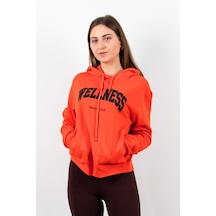 Kadın 2 Iplik Kapüşonlu Sweatshirt Turuncu