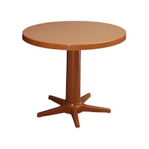 Omnipazar Mt-gf205 Prima Rose Plastik Yuvarlak Bahçe Balkon Masa Ø75 Cm Kahverengi