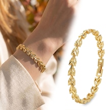 Premium Şık Ve Parlak Laurel 24k Gold Kaplama 8 Mm Kadın Bijuteri Bileklik 3183kbv5d5 - 18cm Altın