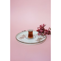 Rosadora Emaye Çay Tepsisi Dekoratif Vintage Servis Tepsisi Pembe