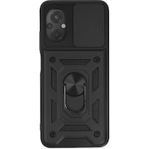 Flzdgnkr Newface Xiaomi Poco M5 Kılıf Pars Lens Yüzüklü Silikon - Siyah Sıyah