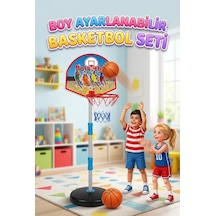 Ayaklı Oyuncak Basketbol Seti Çocuk Basketbol Potası Boy Ayarlanabilir 3 Farklı Boy Seçeneği