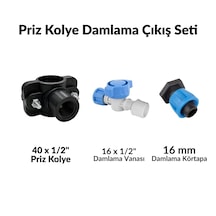 40 Lık Ana Borudan 16mm Damlama Çıkış Seti Priz Kolye + Mini Vana + Tapa