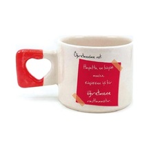 Öğretmenime Not :hayatta En Büyük Mucize Baskılı Kırmızı Kalp Kulplu Kupa