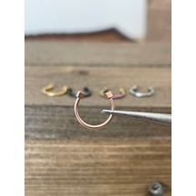 316 L Cerrahi Çelik Anti Alerjik Küp Modeli Halka Piercing 10mm X 1,2mm Rose