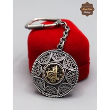 Tuğra Model 925 Ayar Gümüş Oksitli Telkari Anahtarlık 201025155 Gümüş