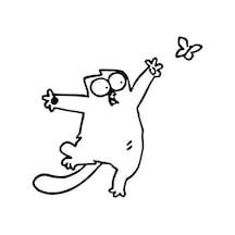 Kelebek Kovalayan Kedi Oto Özel Yeni Sticker Siyah 25 X 25 Cm