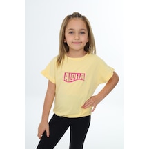 Toontoy Kids Toontoy Kız Çocuk Aloha Baskılı Tişört Sarı