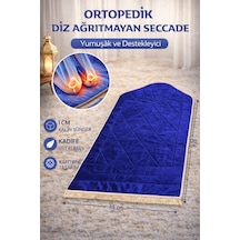 Ortopedik Diz Ağrıtmayan Kapitone Tasarım Hediyelik Çeyizlik Seccade 1cm Sünger 65 120 Ebat Lacivert