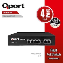 Qport Q-poe4m 4port 10/100 + 2 Port 10/100 Uplınk Poe Swıtch