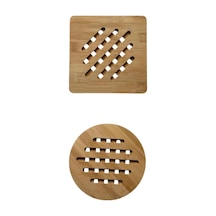 Bambu Nihale, Yuvarlak Ve Kare Çizgili, Tencere Tava Çaydanlık İçin, 17 Cm, Doğal Ahşap, Nemli Doğal Bambu