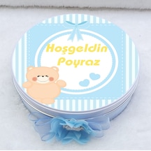 Ayıcıklı Metal Kutuda Bebek Çikolatası Uv Baskılı Madlen Çikolata
