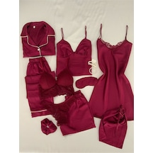 Mh Moony Homewears 10'lu Süper Mega Saten Pijama Iç Giyim Çeyiz Seti Bordo Mh Moony Homewears 10'lu Süper Mega Saten Pijama Iç Giyim Çeyiz Seti Bordo