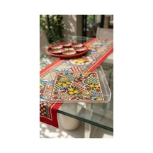 Kırmızı Milano Limon Desenli Pleksi Sunum Tepsis Tek Kişilik 23x23cm Kırmızı