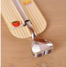 6'Lı Metal Kalp Desenli Nescafe & Dondurma Kaşığı 14 CM