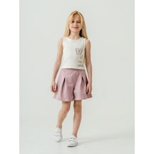 Kız Çocuk Pamuklu Pileli Kelebek Baskılı Şortlu Takım-15889 Çok Renkli