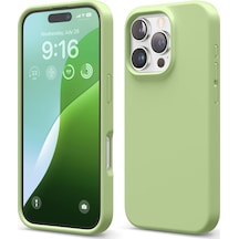 İphone 16 Pro Uyumlu Premium Lansman Liquid Silikon Kılıf İçi Kadife-fıstık Yeşili Fıstık Yeşili