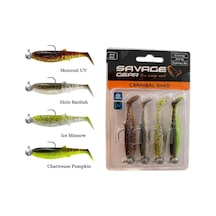 Savage Gear Cannibal Shad 6.8cm 3gr+5gr Clear Water 4adet Hazır Silikon Yem Seti