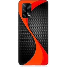 Oppo A74 Uyumlu Turuncu Siyah Karbon Desenli Silikon Kılıf