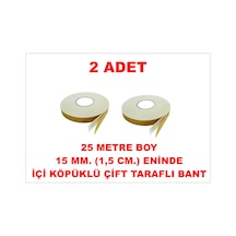 Çift Taraflı İçi Köpüklü Sarı Bant 25 M. Uzunlukta 15 Mm-1,5 Cm Ebatında 2 Adet