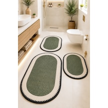 Nehogreen Oval 60x100 50x60 50x60 Kaydırmaz Tabanlı 3'lü Banyo Paspas Seti Takımı 3lü Oval