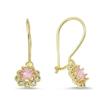 Sembolgold Altın Çocuk Küpe 14 Ayar Sallantılı Model Taşlı Sg42-70016