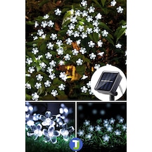 Technojet 50 Çiçekli Led Solar Beyaz Işık Bahçe Dekorasyon Güneş Enerjili Aydınlatma Modlu