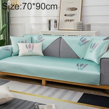 Sones Tüy Desenli Yazlık Buz İpek Kaymaz Tam Kapsamlı Kanepe Kılıfı, Boyut: 70x90cm Açık Yeşil