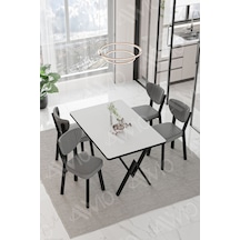 Avvio Pedra Elma Sandalye 80x120 Yemek Masası Mutfak Masası 4 Kişilik Masa Sandalye Takımı Beyaz
