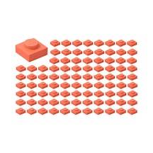 Yedek Parçalar: Plate: 100 Adet 1x1 Plate Parts Plaka Parçası Mercan - Coral 3024
