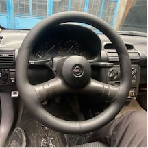 Dikişli Direksiyon Kılıfı Siyah Deri/dikişli Opel Corsa İçin Siyah