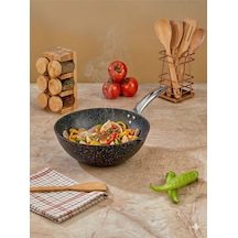 Iron Döküm 28 Cm Wok Tava Gümüş- Siyah