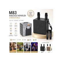 M83 Çift Karaoke Mikrofonlu Speaker Şarjlı Kablosuz Taşınabilir Hoparlör Hafıza Kartı Ve Usb Girişli Ses Bombası