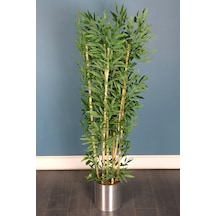 Yapay Çiçek Deposu Paslanmaz Metal Saksıda Yapay Bambu Ağacı 7 Çubuklu 170 Cm