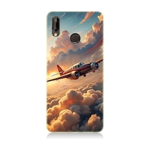 Huawei P20 Lite Uyumlu Bulutlarda Uçak Desenli Silikon Kılıf