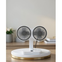 Usb Şarjlı Çift Kafalı Masaüstü Vantilatör Uczzzsp01fan-4