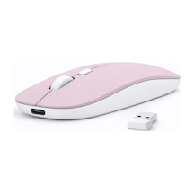 Laptop İçin İnce Kablosuz Mouse Bluetooth Bağlantı Şarjlı Batarya Usb Alıcılı Taşınabilir Tasarım 14963